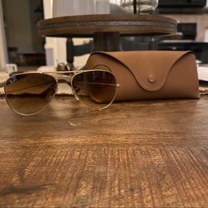 Ray-Ban Light Brown and Gold Gradient Aviators
